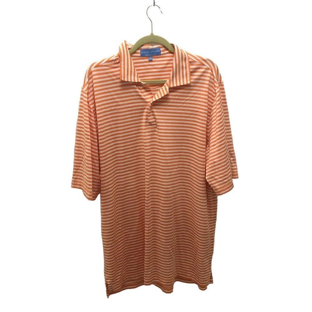 Fairway & Greene Performance Polo Orange and White Stripped Size Extra Large (XL